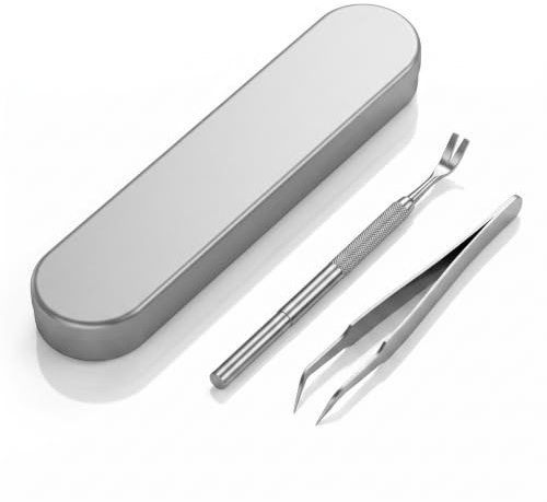 Tick Removal Tools for Dogs, Stainless Steel Tick Remover and Fine Tweezers | Tick Remover Shovel for Humans, Cats & Dogs, Portable Storage Box Included