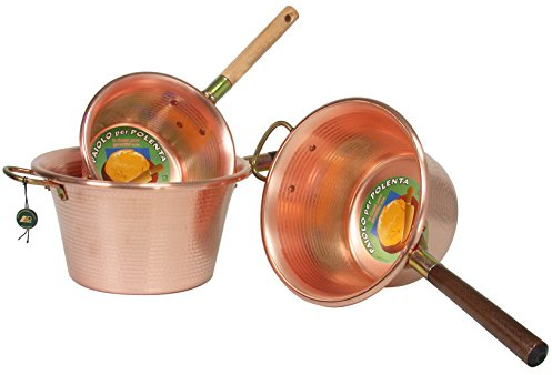 Lar Copper Pot Brand Single Handle in Wood D. 22 cm Pot Polenta