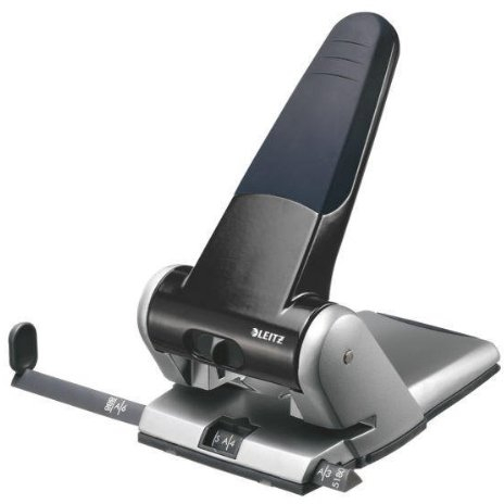 Registraturlocher bis A3, 6,5 mm, mit Anschlagschiene, schwarz