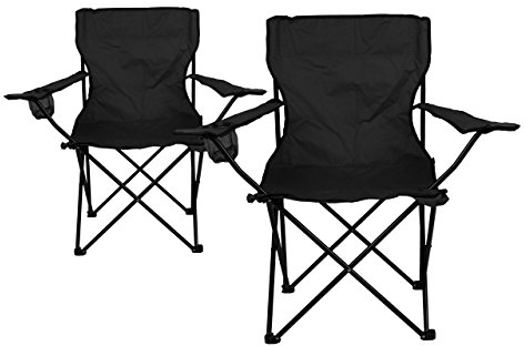 Nexos 2-er Set Angelstuhl Anglerstuhl Faltstuhl Campingstuhl Klappstuhl mit Armlehne und Getränkehalter praktisch robust leicht schwarz