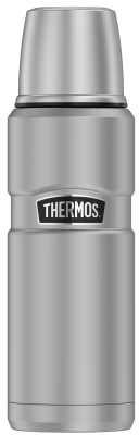 Thermos Stainless King Thermosflasche Silber 0,47l - Edelstahl, absolut dicht, mit Trinkbecher, 12h heiß & 24h kalt, kompakt & robust für Reisen und Camping, BPA-frei