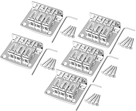 Yibuy 5PCS 3 String Fixed Guitar Bridge Zinc Alloy Electric Guitar Bridge w/Screws & Wrenches