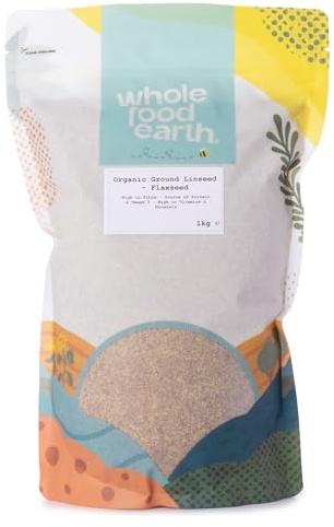 Wholefood Earth Organic Ground Flaxseed, Milled 1 kg for Digestibility & Heart Health