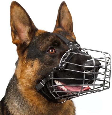 BRONZEDOG Muselière pour Chien en Fil de Fer - Berger Allemand pour Chiens de Taille Moyenne et Grande - Panier en métal Durable pour Mordre, mâcher et aboyer (XL)