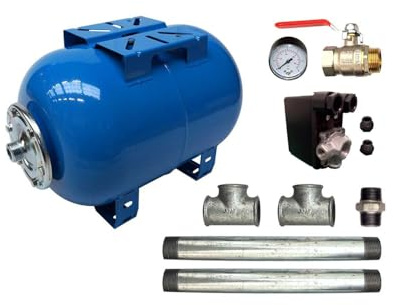 Kit Surpresseur Eau Horizontal 100l - 1 Avec Pressostat Et Manomètre