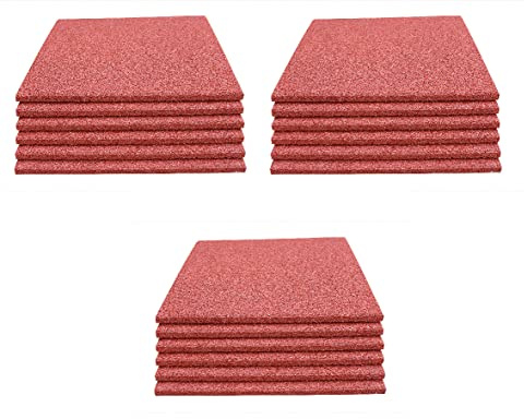 18 x Fallschutzmatten Rot 50x50x2,5cm Gummimatten Spielplatzmatte Schaukel Rutsche Spielturm Outdoor Indoor Fitness Gymnastikmatte