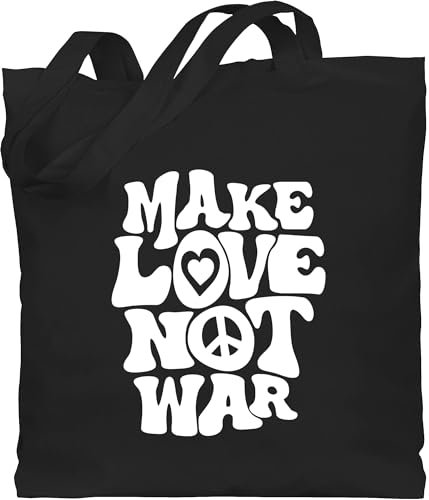 Shirtracer Baumwolltasche - Sprüche Statement - Make love not war weiß - Unisize - Schwarz - mit aufschrift peace stoffbeutel statements flower power jutebeutel sprüchen￼ zeichen tasche