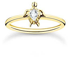 THOMAS SABO Ring Schildkröte gold 925 Sterlingsilber, 750 Gelbgold Vergoldung