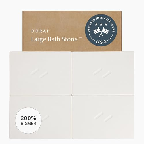 Dorai Home Stone Bath Mat for Bathroom | Quick-Drying Diatomaceous Earth Shower Mat, Non-Slip Natural Stone Modern Bathroom Rugs, Customizable Design | Sandstone, Large - 32.1 x 22.8 x 0.6