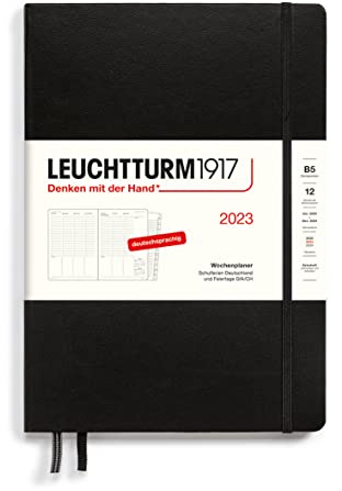 LEUCHTTURM1917 365766 Wochenplaner Composition (B5) 2023, 12 Monate, Schwarz, Deutsch