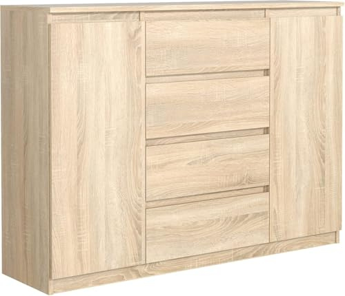 meble masztalerz Kommode 140, 4 Schublade 2 Türen, Sonoma | Kommodenschrank 138, 6x101, 5x39 cm, Moderne Schubladenschrank, Sideboard für Wohnzimmer, Flur & Schlafzimmer
