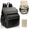 MISS FONG Baby Wickelrucksack Wickeltasche, Leder Rucksack mit Multifunktions-Babytaschen, 19 Wickeltasche Organizer, Wickelunterlage, Wickeltasch Kinderwagen Haken-Schwarz