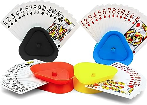 Kyto 4 Stück Kartenhalter für 35 Karten Kartenspiel Halter Kartenhilfe Kinder Kunststoff bunt