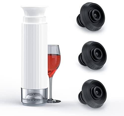 Annalocker Weinflaschen-Set mit Weinpumpe+3 Kappen, Weinflaschen, Vakuumdeckel, Weinverschluss, Weinflaschenverschluss, wiederverwendbar, ideales Geschenk für Weinzubehör