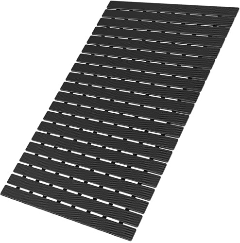 MBOSS Bath Tub Shower Mat Non Slip Bathtub Mats for Bathroom Shower Floor Mat Bath Mats for Shower Tub Anti Slip Shower Mat with Drain Hole and Large Suction Cups (Black, 27.5 X 15.7 Inch)
