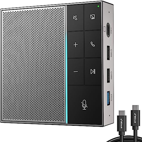 HiDock konferenshögtalare och mikrofon med ljud/projekt, förbättrad röstpickup och full duplex brusreducerande högtalare, rundstrålande konferensmikrofonhögtalare för hemmakontorsmöte, HID-GC12N