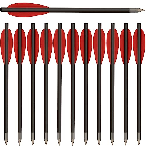 HUNTSPM 6,3 Carbon Pistolenarmbrust Bolzen Pfeile mit Stahlspitzen Jagdpfeile, Mini Armbrustbolzen Armbrustpfeile für 50-80 lbs Pistole Armbrust Präzisionsziel kleine Jagd Bogenschießen