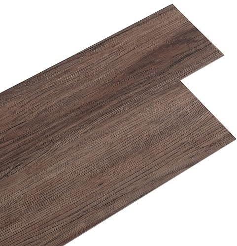 INMOZATA 36Pcs Self Adhesive Vinyl Flooring Planks Floorboard Planks Wood Effect Peel and Stick Tile Waterproof Floor Stickers for Kitchen Bathroom Home Floor Tile (Smoked Brown)