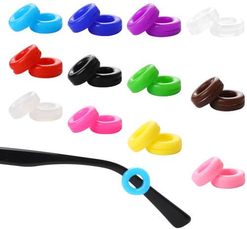 24Pcs Eyeglasses Retainers Silicone Eyeglasses Temple Grips Retainer, Anti-Slip Temple Tips Sunglasses Ear Pad, Glasses Ear Cushion Temple Tips for Eyeglasses, Colorful Temple Tips for Eyeglasses