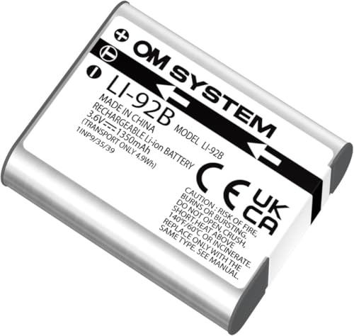 OM SYSTEM Li-92B Akku für Tough TG-7 Kapazität 1350mAh Li-Ion Hohe Festigkeit, Schnellladung, Sichere Energie