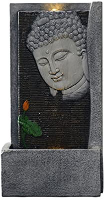 GLigeT Fuente de Interior Fuentes de Agua Cascadas de Interior Fuente de Agua de Mesa de Buda con luz Fuente de Buda de Interior - Fuente de Agua de Mesa Zen Fuente de Mesa