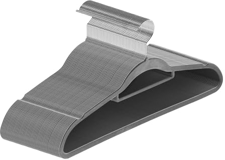 Juskys Kleiderbügel Samt 50er Set - Bügel rutschfest, schmal, platzsparend - Samtbügel beflockt - Haken drehbar - 50 Stück Aufhänger Grau