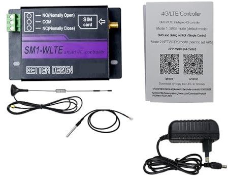 4G LTE FDD GSM SMS Controller relè remoto intelligente SM1-WLTE Interruttore ON/OFF APP Controllo Web for apricancello scorrevole battente Set Operatore Per Cancello Elettrico Per Casa ( Color : Kit2
