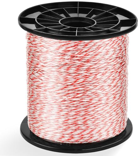 Weidezaunlitze,Weidezaun Elektrozaun Litze Weidezaunseil Weidezaun draht Kordel Zaun,6 x 0,15 NIRO, weiß-rot Elektroseil