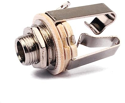 6 Stück Stereo Klinkenbuchse 6, 35mm Gt24 für Gitarre | Panel Mount, Silberfarbene Eisen Kupfer Ausführung, mit Mutter und Unterlegscheibe für Kabelanschluss