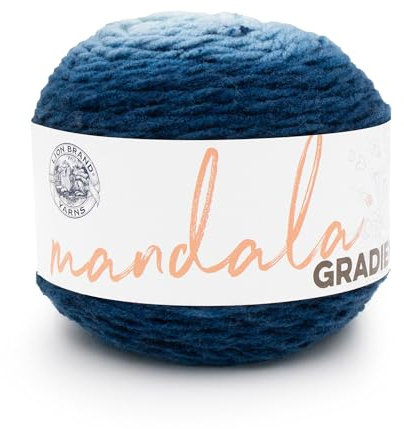 Lion Brand Yarn Mandala Gradient Flerfärgat garn för stickning, virkning och hantverk, stålblå (Steel Blue), 1-pack