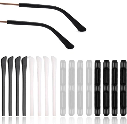 Di coperture in silicone per occhiali, 8 Paia Cuscinetti Auricolari Occhiali, protezioni in silicone antiscivolo, parti di ricambio per occhiali, Per Occhiali Da Lettura, 2 stile, Bianco e nero