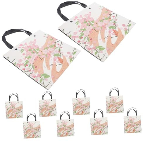 OKUMEYR 10 Stück Papiertüten Mit Blumenmuster Geschenkverpackungen Für Geburtstage Und Hochzeiten Wiederverwendbar