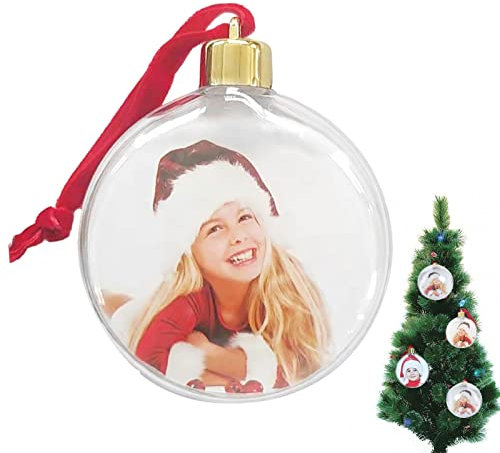 Palla ornamentale fotografica – Palla di Natale personalizzata, ornamenti fotografici di famiglia fai da te | Ciondolo a con immagine di albero di Natale, decorazione stagionale chiara per festa