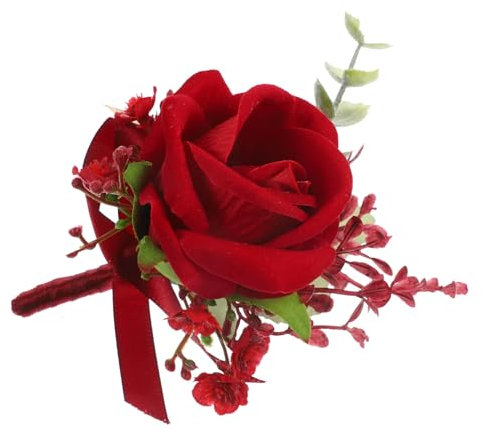 Cabilock Boutonniere Ansteckblume Für Männer Und Frauen Künstliche Rosen Corsage Für Hochzeiten Jubiläumsfeiern Und Besondere Anlässe Dunkelrote Hochzeitsdekoration Für Bräutigam