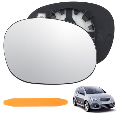 DXiongW Cristal de Espejo Reemplazar para Citroen C3 2002-2010 C2 03-19 Pluriel XSARA Picasso Peugeot 206 1007 Calefactable Cristal Espejo Retrovisor Exterior Asférico Lente de Marcha Atrás Derecho