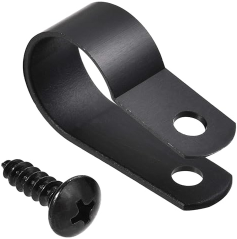 TA-VIGOR Kabelklemmen, Nylon, R-Typ, 16 mm, Kunststoff-Kabelklemmen-Sortiment, Befestigungs-Set, Kunststoff-Drahtklemmen-Clips für elektrische Kabel, Draht, Leitung, Kabelmanagement, Schwarz, 100