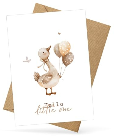 KOKO&LORA - Hello little one • süße Grußkarte mit Umschlag - als Geschenk zur Geburt für Junge und Mädchen • Boho
