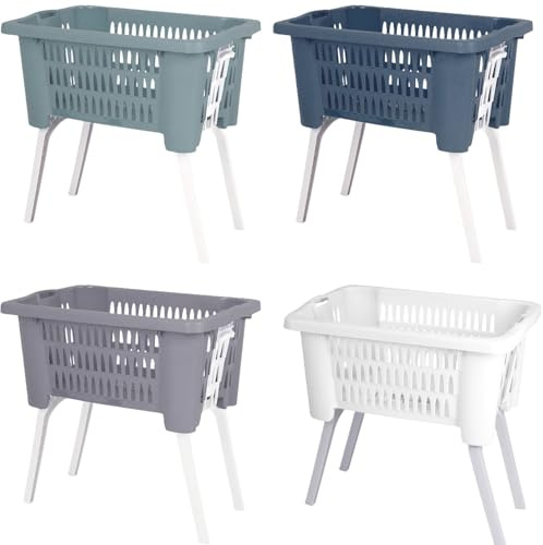 Großer Wäschekorb, faltbare Füße, Kunststoff, Rattan, Kleideraufbewahrung, HamperEnvenzo großer Wäschekorb, faltbare Beine, Rattan, Kunststoff, Kleideraufbewahrung, 38 Liter (grün)