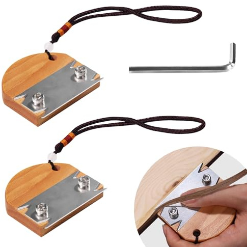 2 Pack Edge Banding Trimmers for woodworking,Stainless Steel Blades,Edge Corner Planer with Hanging Strap,Edge Banding Cutter,Hand Planer Edge Bander for PVC ABS Wood Veneer