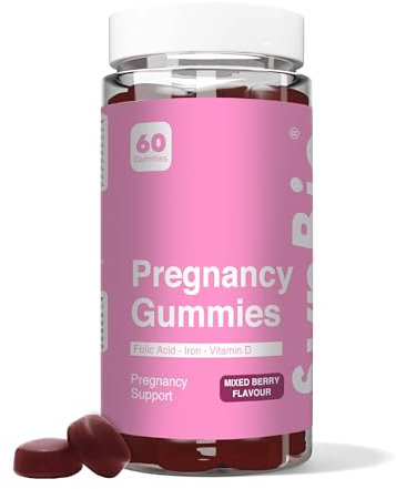 SynBio Pregnancy Gummies | Prenatal Multivitamin with Folic Acid, Vitamin D3, B12, Zinc & More | Gelatin Free, Vegetarian, Nut Free | 60 Mixed Berry Gummies for Daily Pregnancy Support