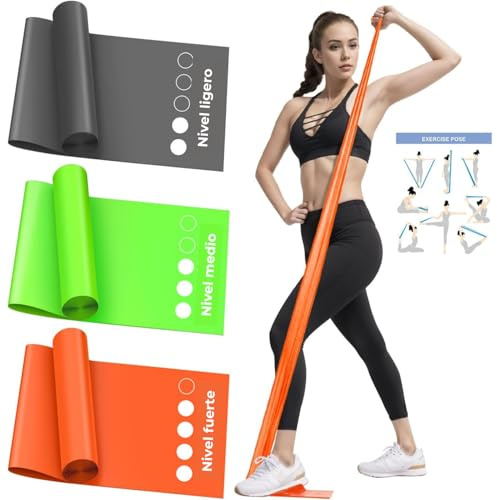 WSAKOUE Gomas elasticas Musculacion. Bandas Elasticas Musculacion. Cintas Elasticas Musculacion [Set de 3], 1,5 m, 3 Niveles Resistencia. Entrenamiento Brazos, piernas, Yoga, Pilates, Rehabilitacion