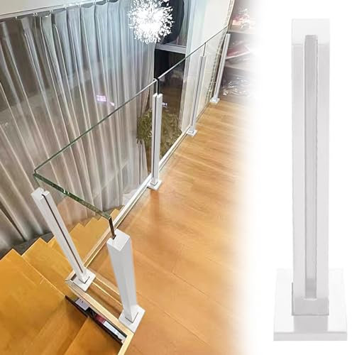 RAABYU Poteau de Garde-Corps en Verre Blanc pour loft, balustres métalliques d'intérieur pour escalier, Pince à Ergot en Verre
