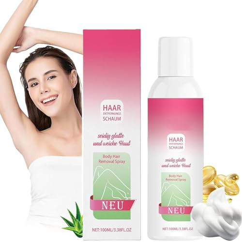 Haarentfernung Schaum, Premium Enthaarungsschaum für Frauen & Männer, Sanfte Depilation ohne Rasur für Beine, Achseln & Bikini Zone, 100ml, Hautfreundlich & Reizungsarm (1 flaschen)