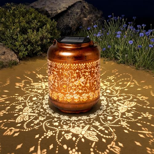 Libelle Solarlaterne für Außen Wasserdichte, Muttertagsgeschenke für Mama, Frauen,Oma, Hängende LED Lichter Garten Deko für Terrasse, Vorgarten, Libelle Geschenk für Geburtstag Weihnachts Gartenarbeit