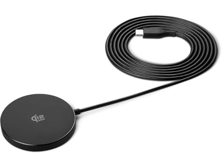 Amazon Basics 25W Qi2.2 Certified Wireless Charging Pad, MagSafe Compatible for iPhone 17/16/15/14/13/12, Magnetic Compatible for Android, Google Smartphones, Black (Adapter Not Included)