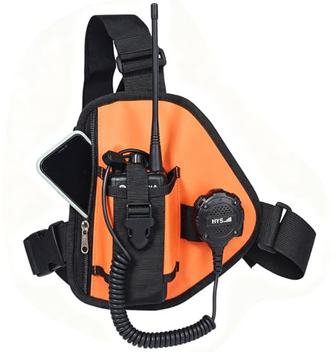 UAYESOK Ham Radio - Arnés para el pecho Walkie Talkie con funda frontal para radios bidireccionales Baofeng Kenwood Motorola Harris Icom Samcom (naranja)