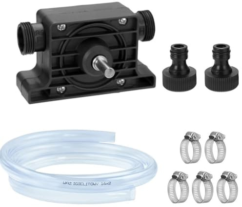 Tidevib Kit de pompe de forage pour perceuse avec tige de 8 mm, débit de 900 l/h et tête de livraison de 45 m, pompe de transfert d'eau rapide portable avec 12 m de tuyau et colliers de serrage