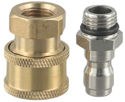 CashMuch H - Conector rápido para lavadora a presión G1/4 Thrded, 220 bar (4000 psi), adaptador de cobre y acero inoxidable para máquina de sujeción a presión y accesorios de tubería de agua