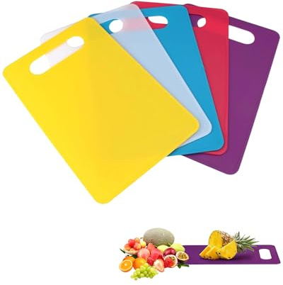 Fonyiunce 5 Pièces Planche a Decouper Plastique 29cm *19 cm, Sans BPA Compatible lave-Vaisselle Cutting Board pour Viande Légumes Fruits