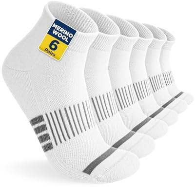 Niofind Pack De 6 Pares De Calcetines De Trekking Unisex De Lana Merino, Calcetines Deportivos Quarter Transpirables Con Amortiguación, Ideales Para Deporte, Outdoor Y Uso Diario